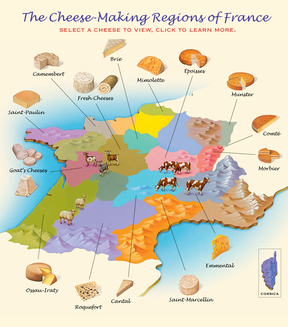 The regions of France dictate the distinct flavors, colors, aromas and tastes of French cheese. Understanding the unique characteristics of each cheese and its region of origin can make the difference when choosing the perfect variety to pair with wine, or to create a cheese plate for a party or cheese tasting.